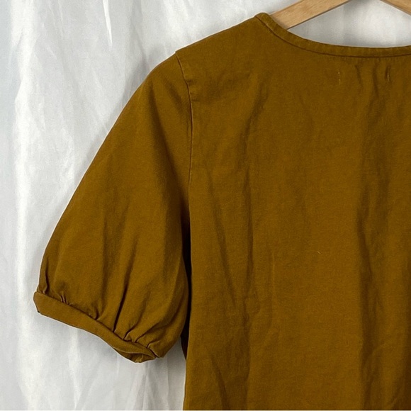 Madewell Mustard Brown Chic Short Sleeve Puff Sleeve Top Size Small - Picture 11 of 16